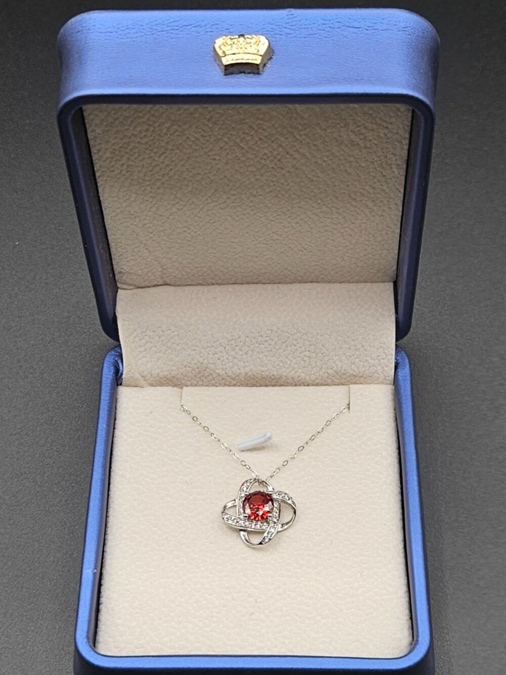 S925 Sterling Silver Red CZ 20in Adjustable Necklace
